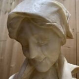 Buste italien en marbre Femme / Mère avec son enfant