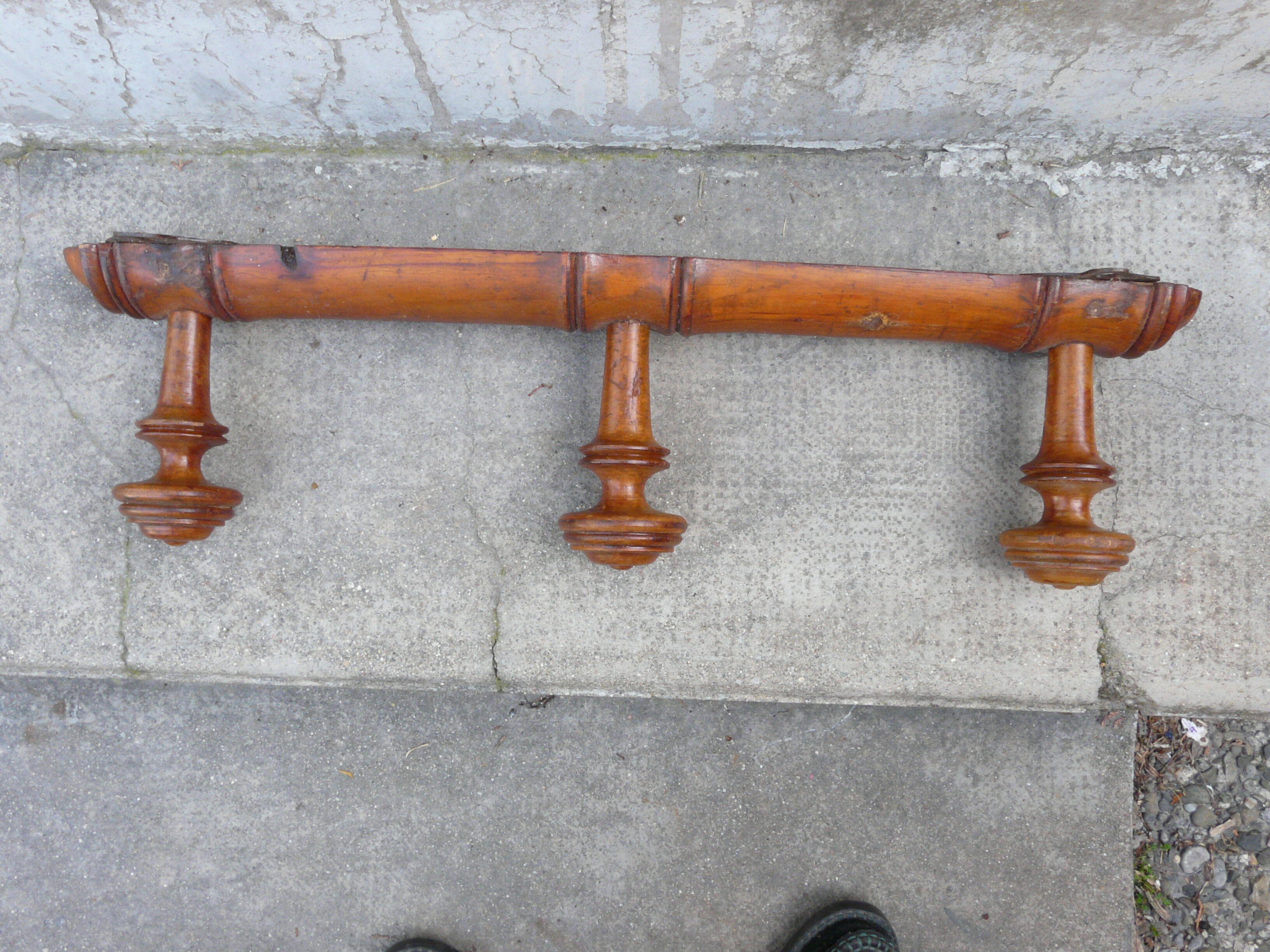 Wooden coat rack turned in imitation of bamboo