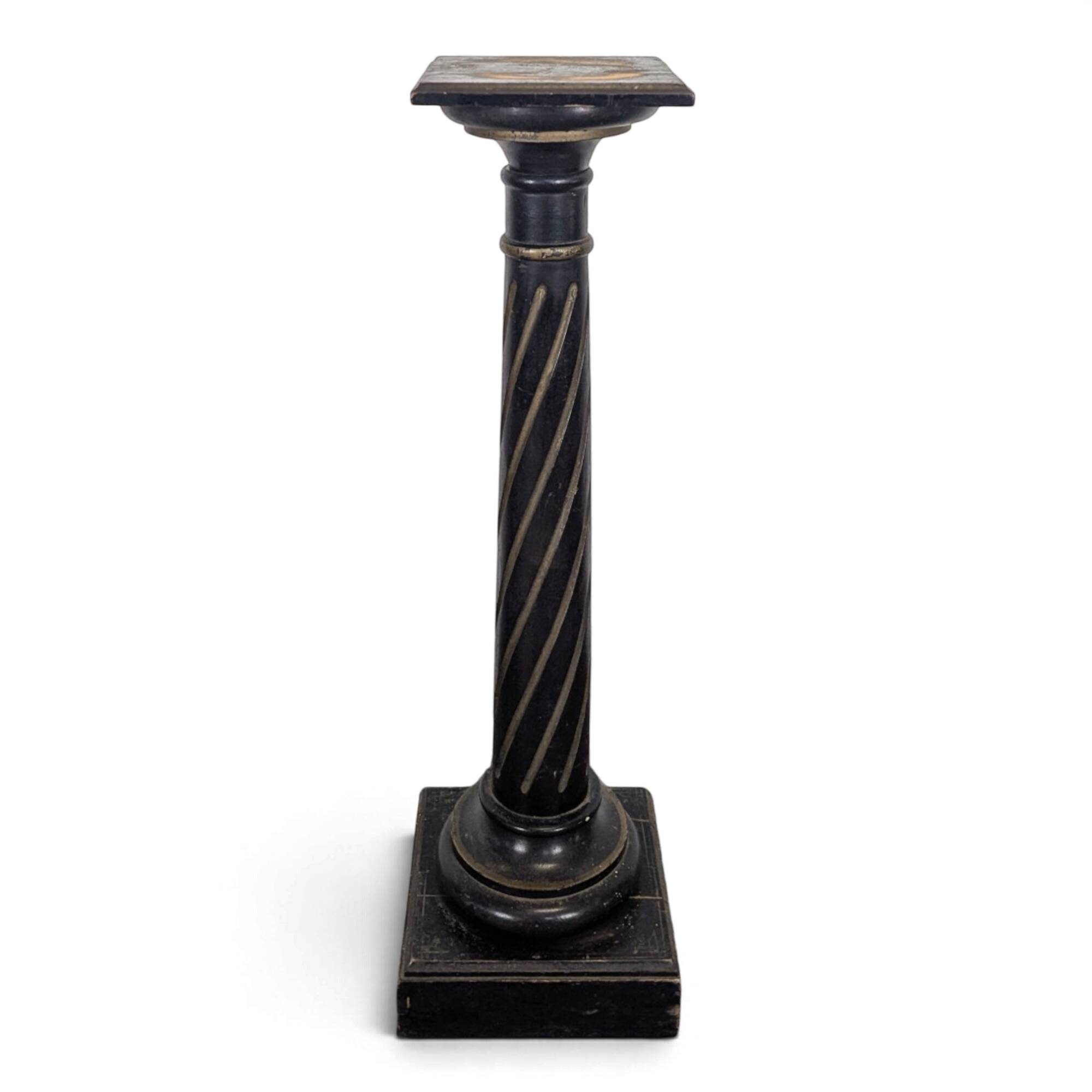 Napoleon III side table in blackened wood with a twisted column.