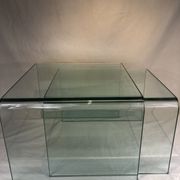 Ensemble 2 tables gigognes en verre 1980
