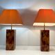 Pair of Plexiglass Lamps Imitating Tortoiseshell, French Work,