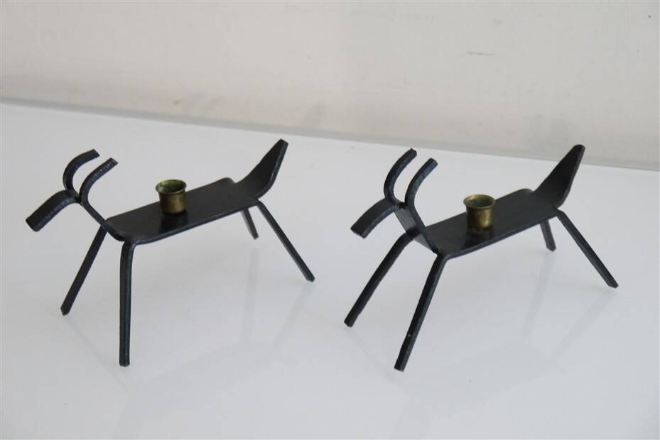 Paire de bougeoirs zoomorphes de Gunnar Ander