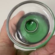 4 Luminarc France stemmed glasses, 1970s, two-tone green