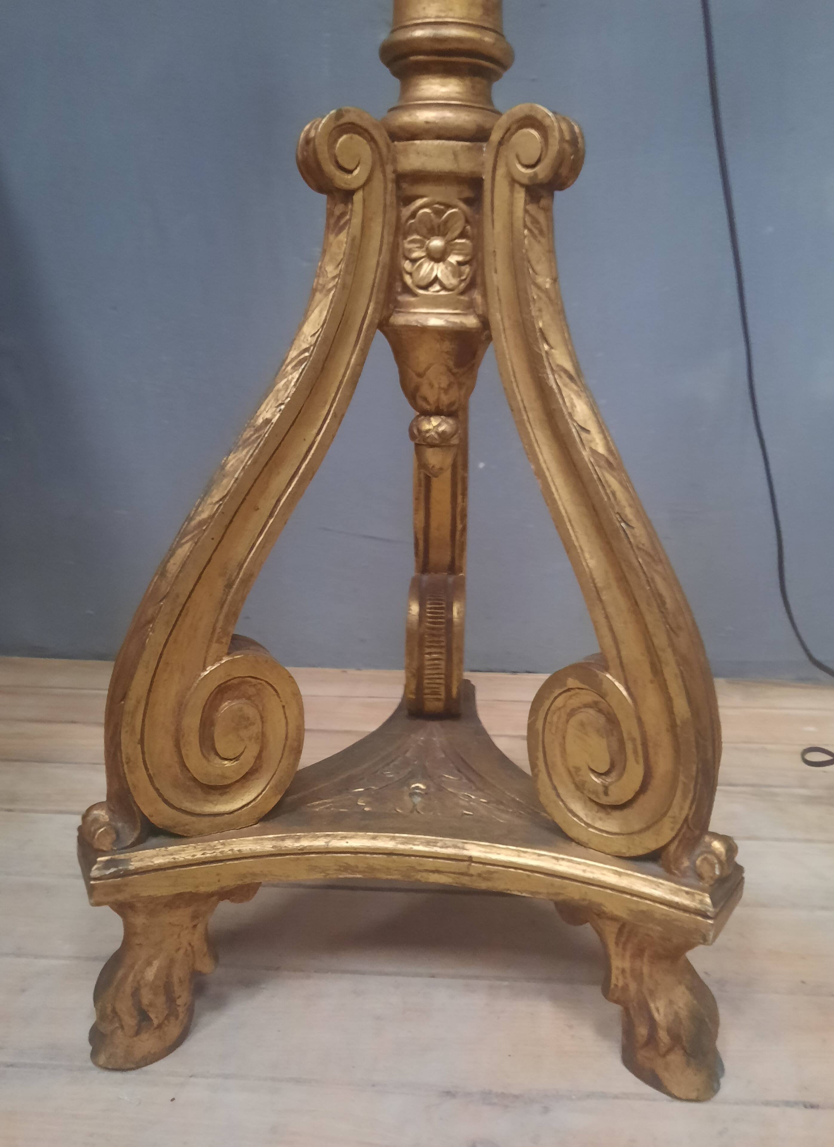Louis XVI style gilded wooden floor lamp