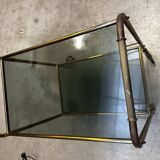 Vintage 70s serving trolley in gold metal and smoked glass