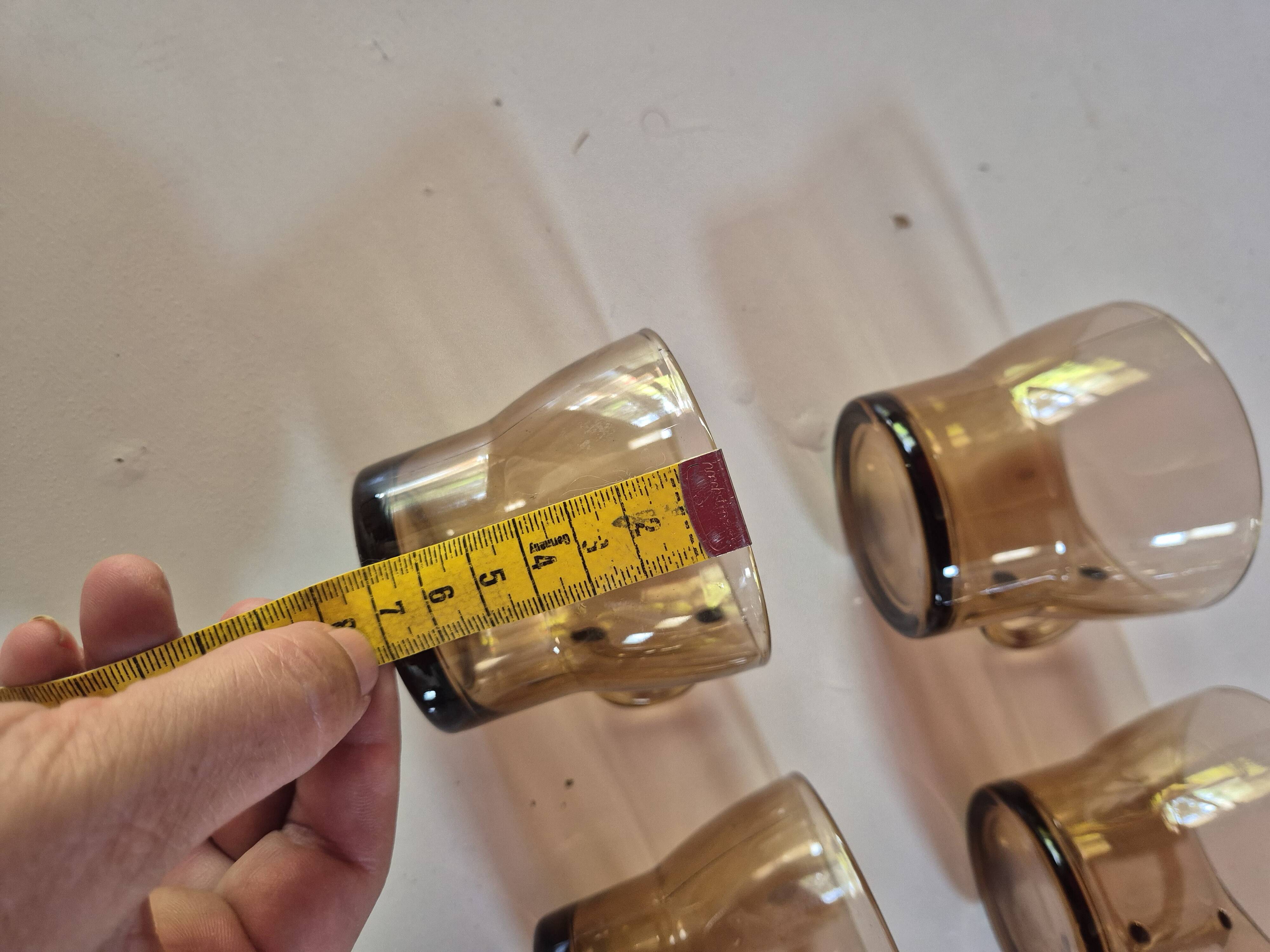 set of 4 vintage brown smoked glass cups with handles