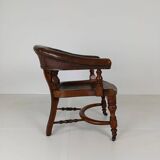 Victorian mahogany leather desk chair