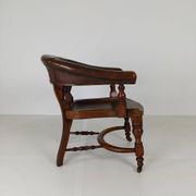 Chaise de bureau victorienne en acajou et cuir