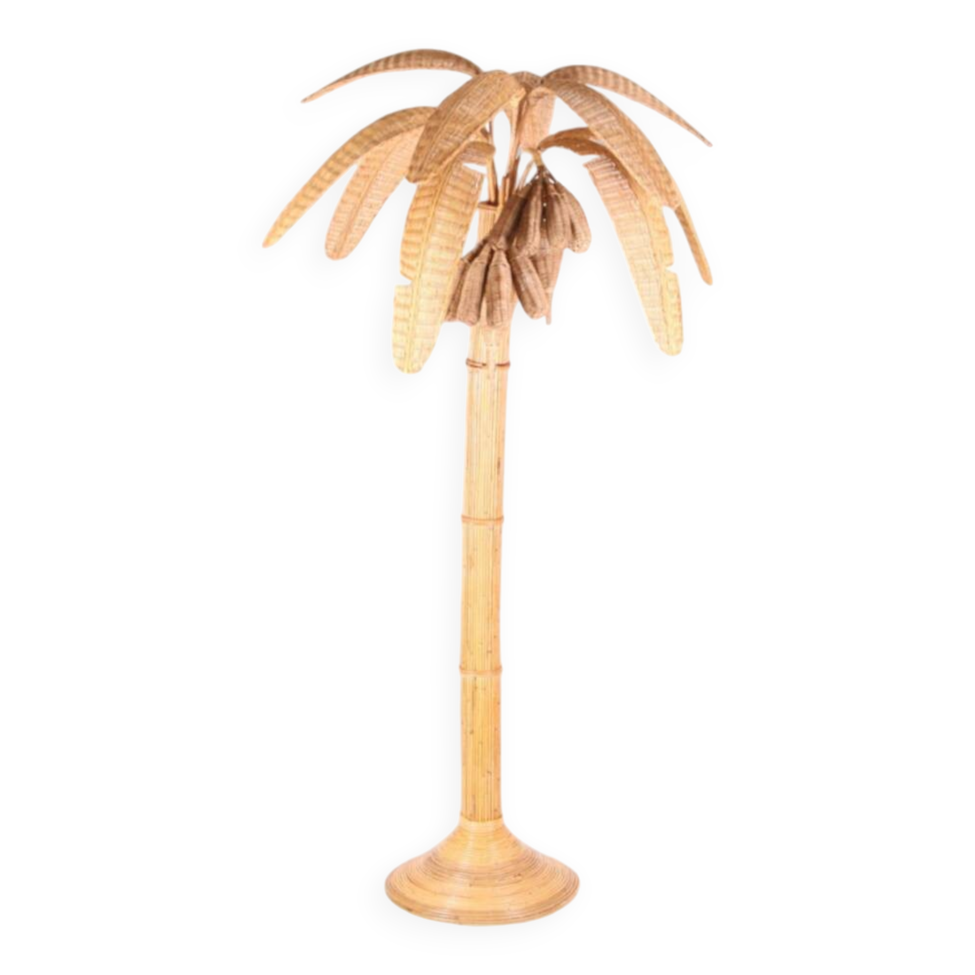 Lampadaire « bananier » en rotin