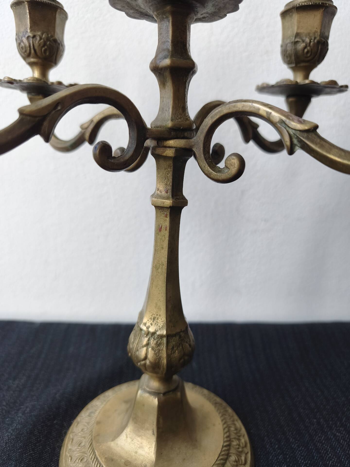 Five-branch candlestick, brass.