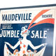 Affiche originale, encadrée, vintage, art mural, affiche du Vaudeville Theatre de Londres pour le spectacle "Jumble Sale"