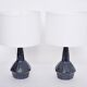 Pair of blue mid-century table lamps model 1055 by Einar Johansen for Soholm