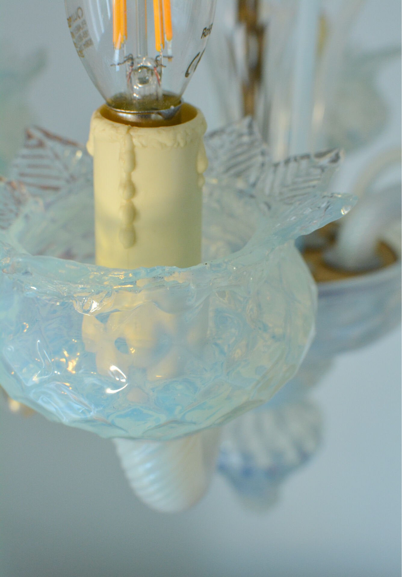 Vintage opalescent Murano chandelier – Italy, 1970s
