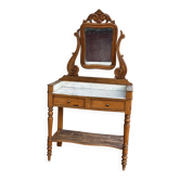 Walnut and marble dressing table, mercury mirror, circa 1850.