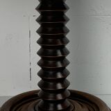 Brutalist Wood Turned Wine Press Side Table in the style of Charles Dudouyt
