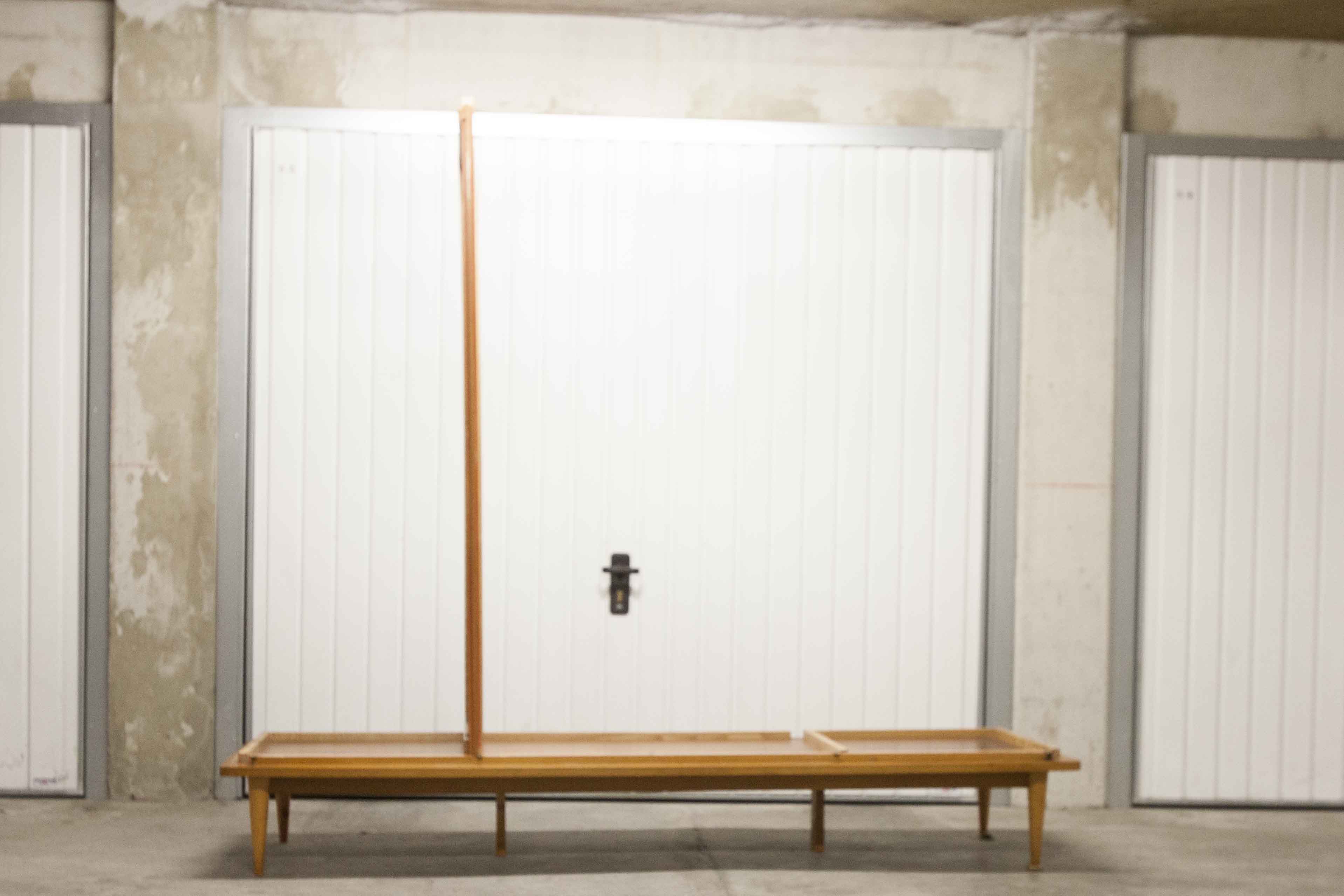 Scandinavian wardrobe 1960 honey color 4 doors L 205 cm