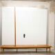 Scandinavian wardrobe 1960 honey color 4 doors L 205 cm