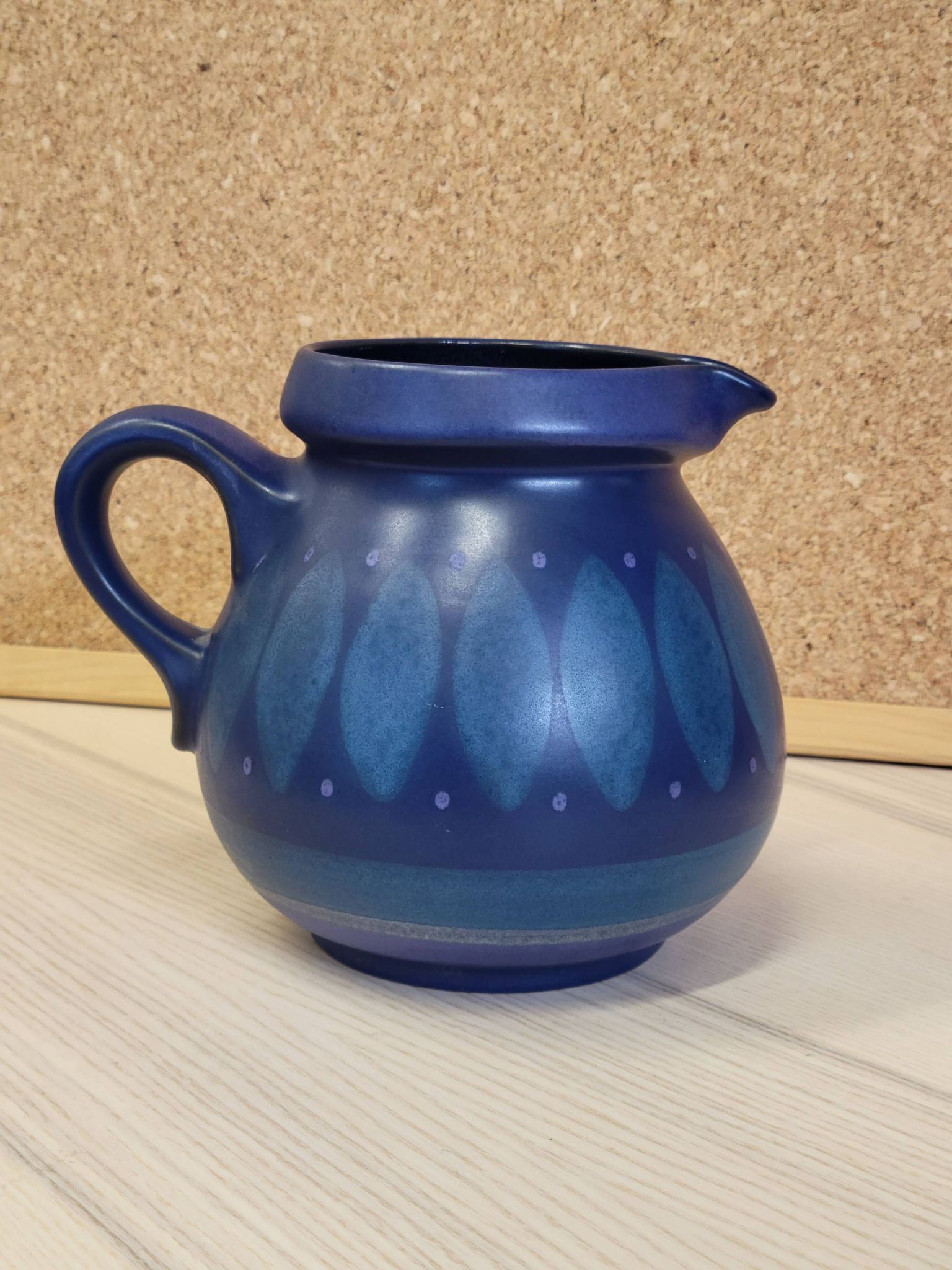Vintage blue ceramic jug pitcher Porta Celi Spain