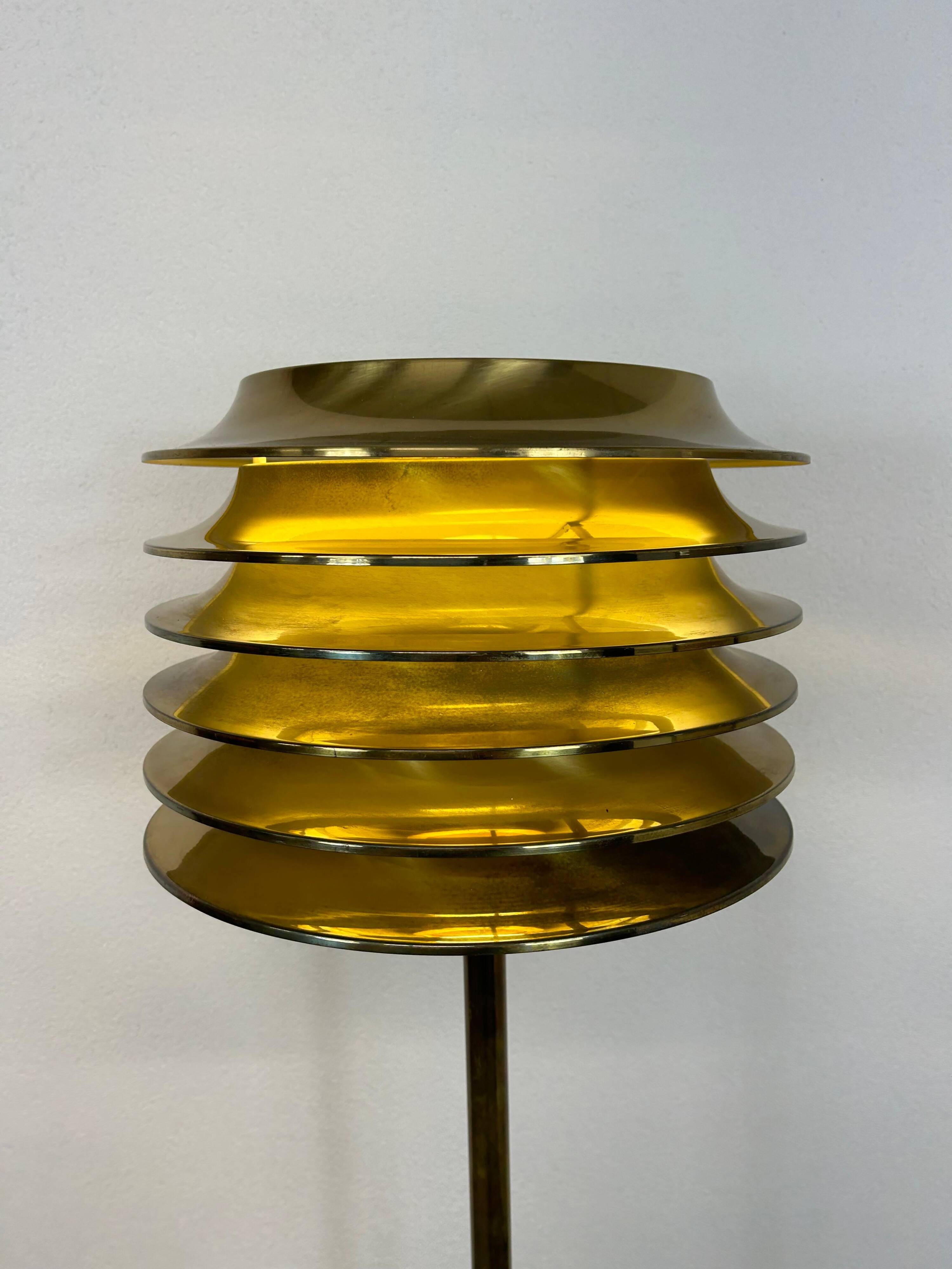 Brass floor lamp designed in the mid-century by Kari Ruokonen for Lynx Finland.