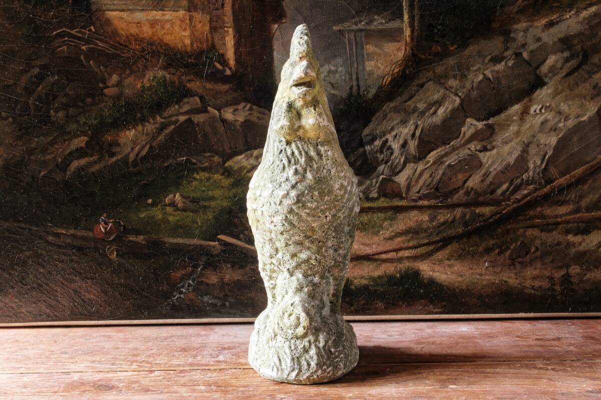 Antique enamelled terracotta rooster