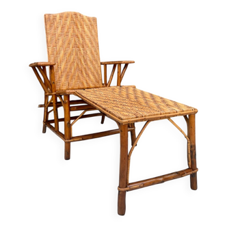 Chaise longue en osier années 30
