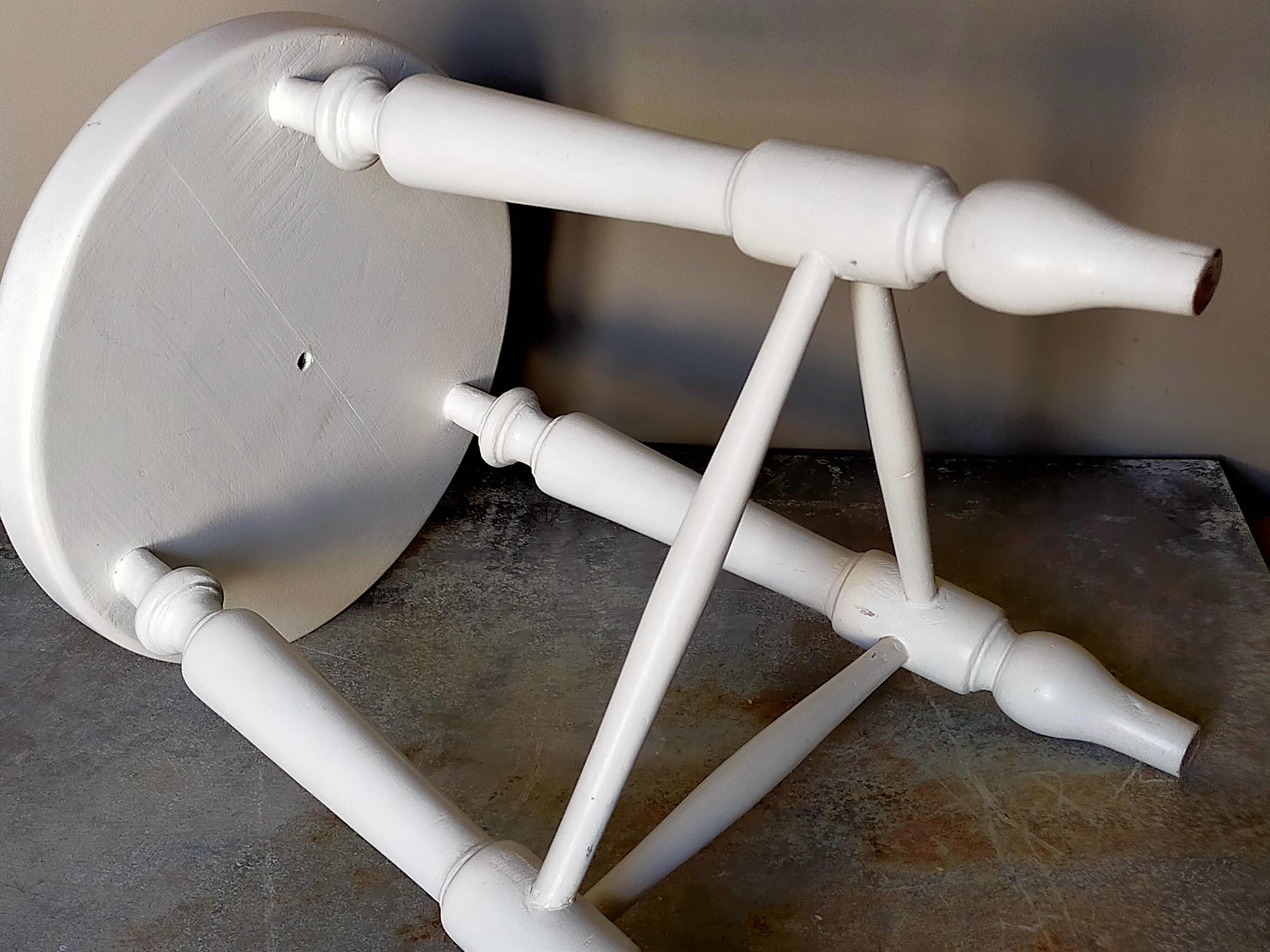 Painted solid turned wooden tripod