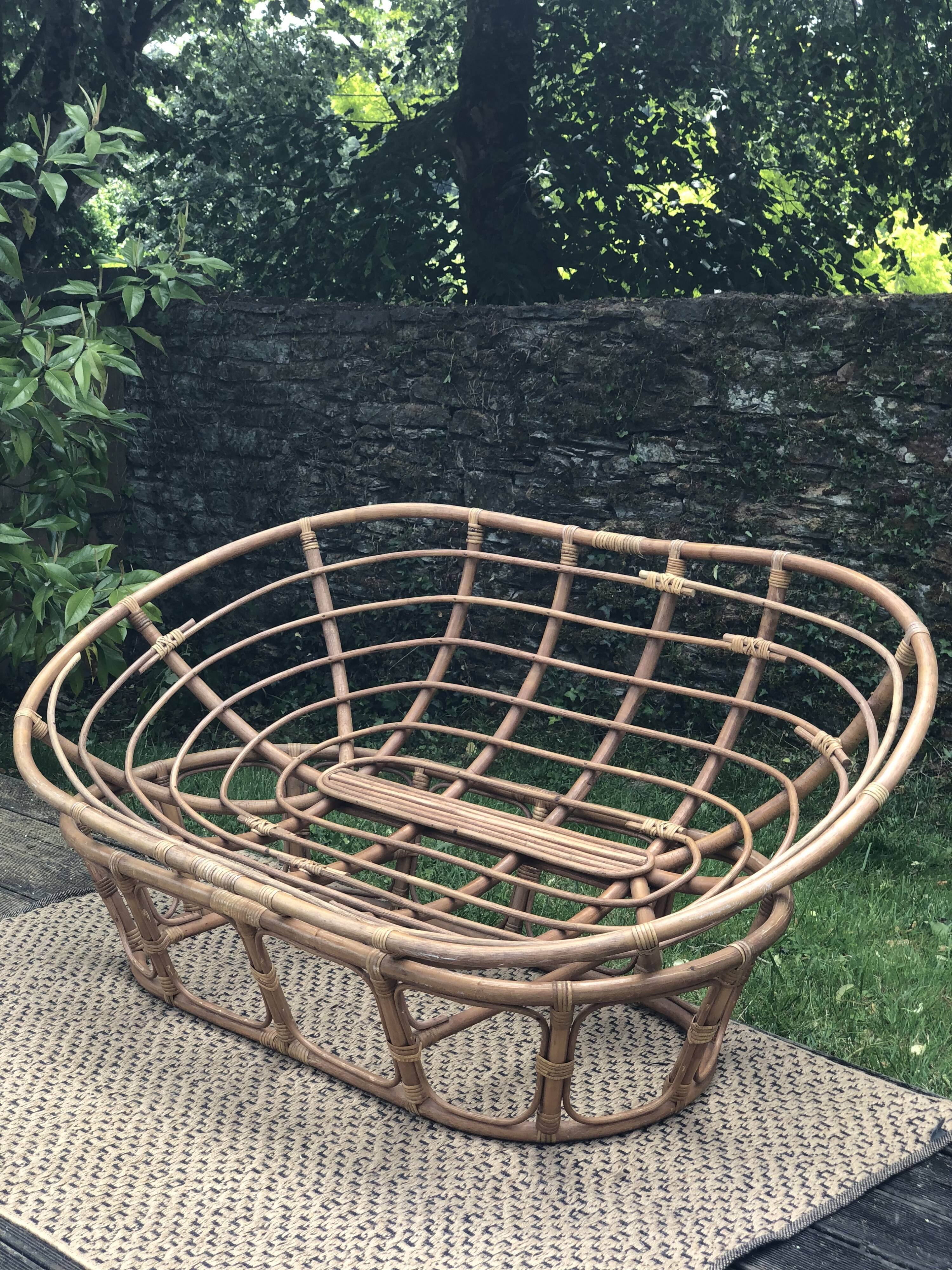 Vintage rattan bench
