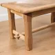 Natural wood farmhouse coffee table – country style, dowel stretcher – 99 cm