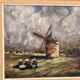 Oil Painting Table Wood Mill Woman Bigouden Impressionism Courvois
