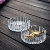 A pair of vintage cut glass catchalls.