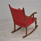 11960s, Danish rocking chair, original good condition, solid oak wood, furniture wool fabric.