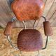 Antique Chrome Metal Armchair + Crocodile Brown Leatherette Seat & Back #C5