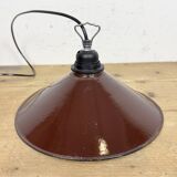 Industrial Dark Red Enamel Factory Pendant Lamp, 1960s