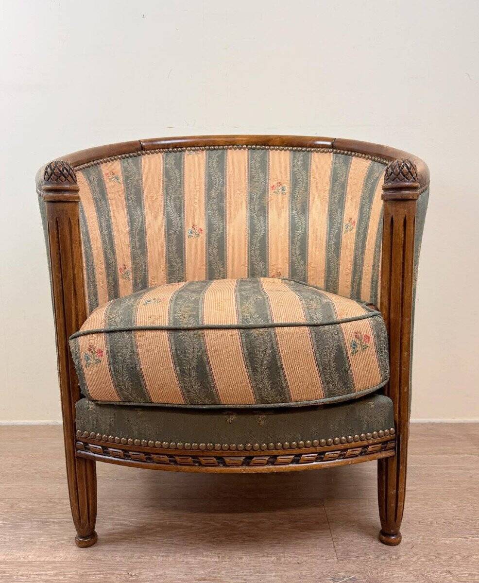 Art Deco Style Barrel Armchair (end of the 20th century)