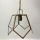 Brass pendant lamp and graphic gilded glass 60s-70s