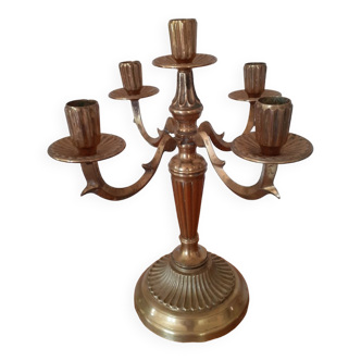 5-light bronze or gilded brass candlestick