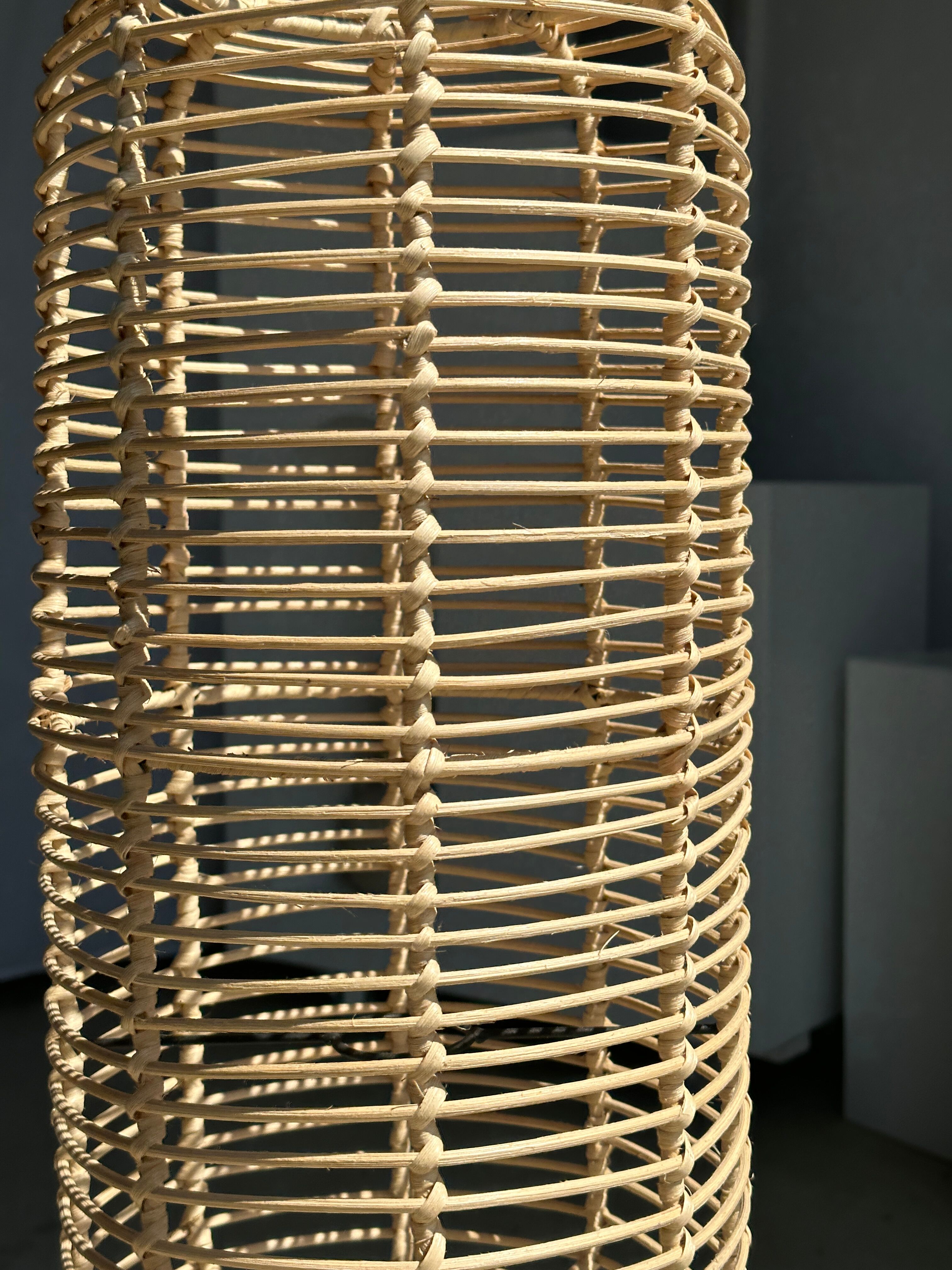 Large lantern-shaped rattan pendant lamp H50 D24