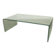 Postmodern Rectangular Curved Tempered Glass Coffee Table, 1990