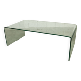 Table Basse Rectangle Postmoderne en Verre Trempé Courbé, 1990