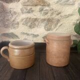 Set of 2 old pots in glazed stoneware