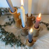 Stoneware candle holders x5