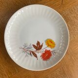 6 small porcelain plates and vintage orange and yellow flowers