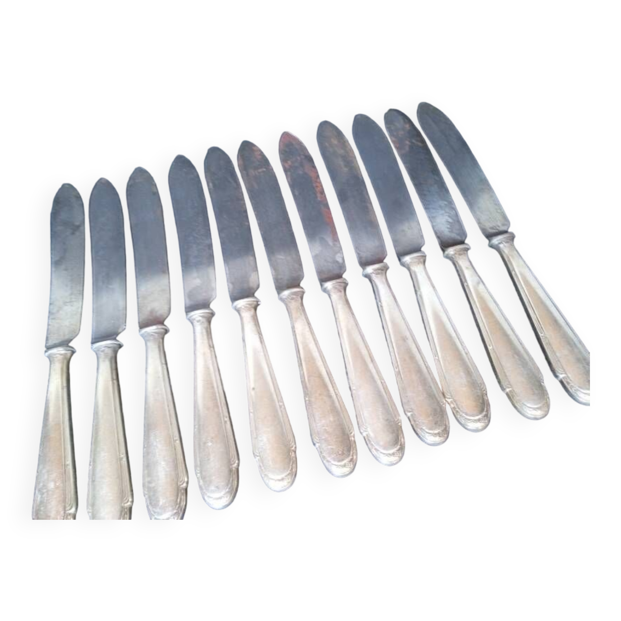 12 WMF knives + silver metal hallmarks from the 1940s