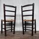 Paire de chaises brutaliste bois paille