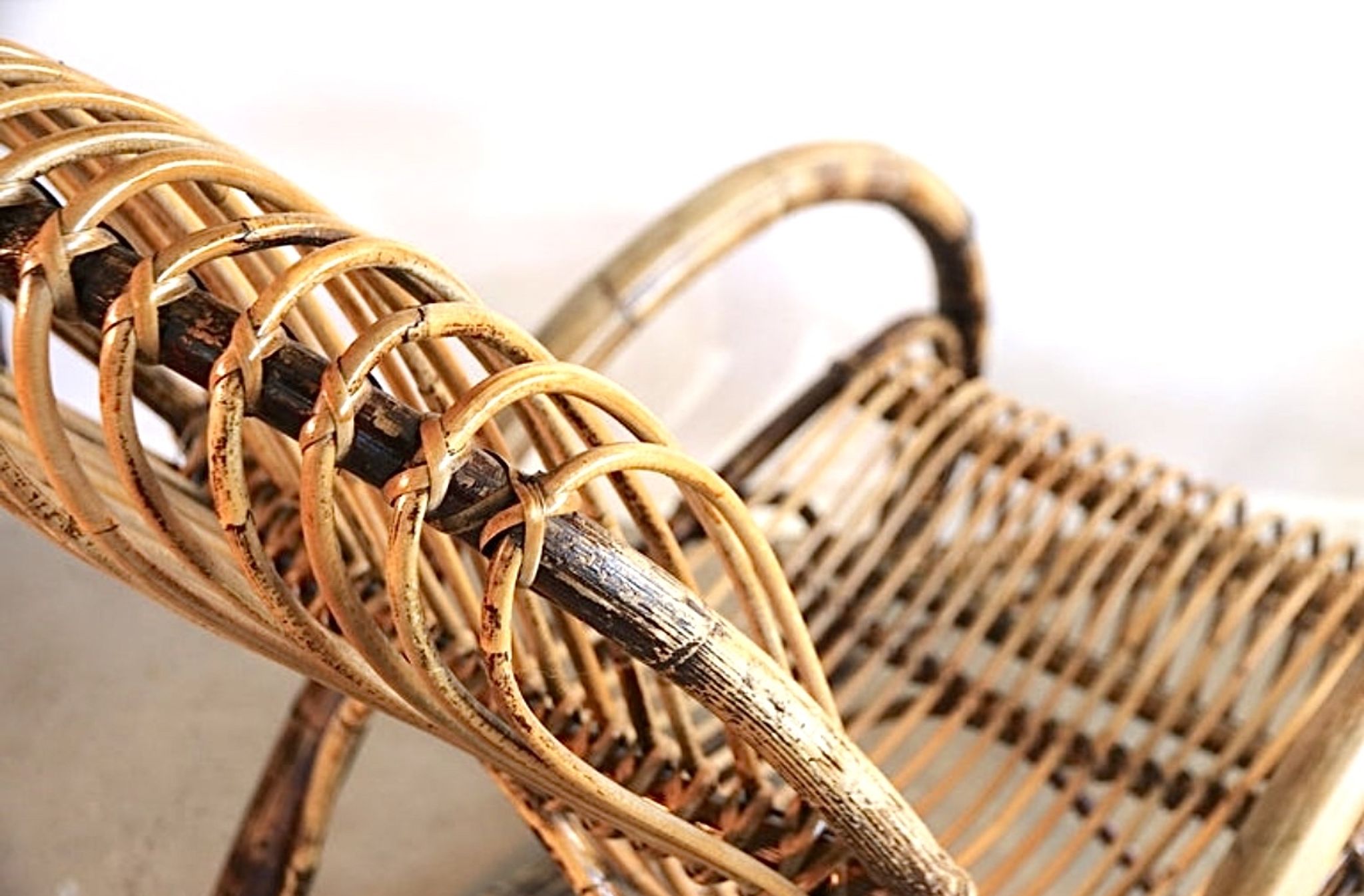 Rocking chair in bamboo and rattan, 1950