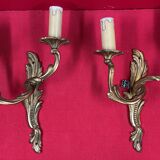 Pair of Louis XV style wall lights, Baroque, gilded bronze