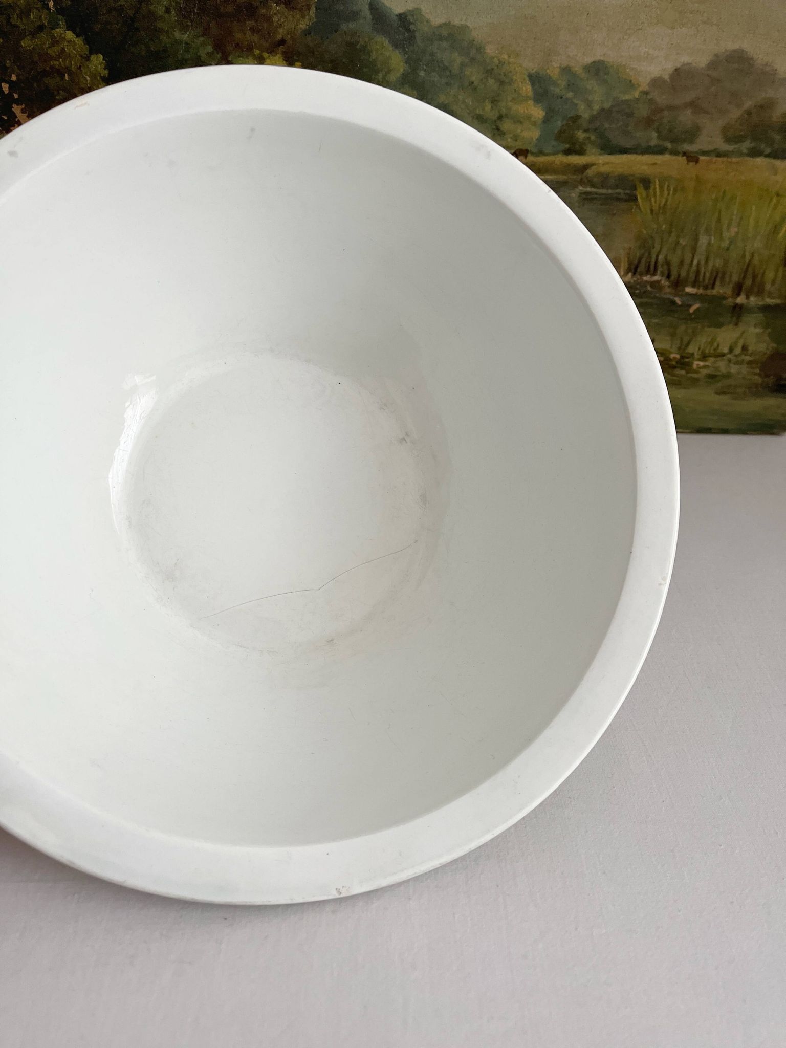 White ironstone salad bowl from Creil and Montereau, Lebeuf Milliet