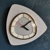 Vintage formica clock asymmetrical silent wall clock "Bayard silver grey"