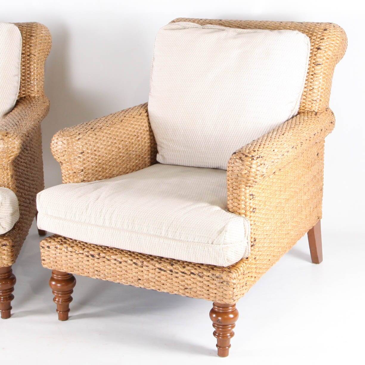 Pair of wicker armchairs