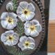 Ceramic Wall Plaque Jie Gantofta, model 841, white flowers.